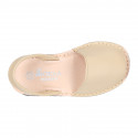 SOFT NAPPA leather Kids Menorquina sandals with rear strap in basic colors.