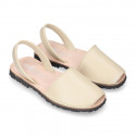 SOFT NAPPA leather Kids Menorquina sandals with rear strap in seasonal colors.