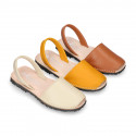 SOFT NAPPA leather Kids Menorquina sandals with rear strap in seasonal colors.