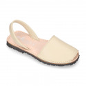 SOFT NAPPA leather Kids Menorquina sandals with rear strap in seasonal colors.