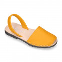 SOFT NAPPA leather Kids Menorquina sandals with rear strap in seasonal colors.