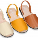 SOFT NAPPA leather Kids Menorquina sandals with rear strap in seasonal colors.