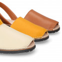 SOFT NAPPA leather Kids Menorquina sandals with rear strap in seasonal colors.