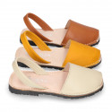 SOFT NAPPA leather Kids Menorquina sandals with rear strap in seasonal colors.