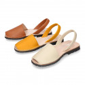 SOFT NAPPA leather Kids Menorquina sandals with rear strap in seasonal colors.