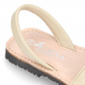 SOFT NAPPA leather Kids Menorquina sandals with rear strap in seasonal colors.