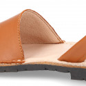 SOFT NAPPA leather Kids Menorquina sandals with rear strap in seasonal colors.