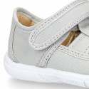 PIQUE cotton canvas kids sandal shoes with hook and loop strap closure.