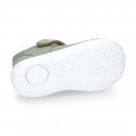 PIQUE cotton canvas kids sandal shoes with hook and loop strap closure.