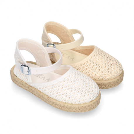 Little Girl Canvas espadrille shoes with CROCHET design.