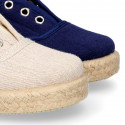 RECYCLED cotton canvas Kids Sneaker style espadrille shoes.