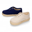 RECYCLED cotton canvas Kids Sneaker style espadrille shoes.