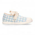 Girl VICHY Cotton canvas Mary Jane shoes ANGEL style with toe cap.