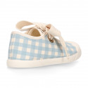 Girl VICHY Cotton canvas Mary Jane shoes ANGEL style with toe cap.