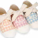 Girl VICHY Cotton canvas Mary Jane shoes ANGEL style with toe cap.