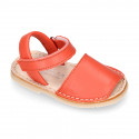 SOFT leather Kids Menorquina sandals with hook and loop strap in trendy colors.