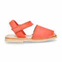 SOFT leather Kids Menorquina sandals with hook and loop strap in trendy colors.