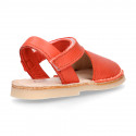 SOFT leather Kids Menorquina sandals with hook and loop strap in trendy colors.