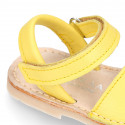 SOFT leather Kids Menorquina sandals with hook and loop strap in trendy colors.