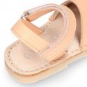 SOFT leather Kids Menorquina sandals with hook and loop strap in trendy colors.