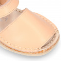 SOFT leather Kids Menorquina sandals with hook and loop strap in trendy colors.