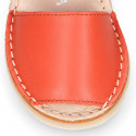 SOFT leather Kids Menorquina sandals with hook and loop strap in trendy colors.