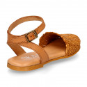 Soft Raffia Leather Girl sandal shoes with CLOG style.