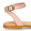 Soft Raffia Leather Girl sandal shoes with CLOG style.