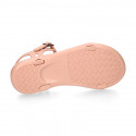 Girl Jelly shoes T-Strap sandal style with STARFISH design in pink color.