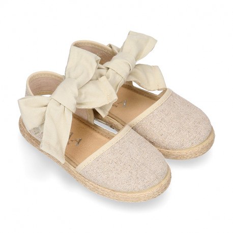 LINEN canvas espadrille shoes with bright thread.