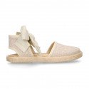 LINEN canvas espadrille shoes with bright thread.