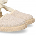 LINEN canvas espadrille shoes with bright thread.