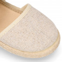 LINEN canvas espadrille shoes with bright thread.