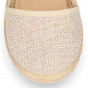 LINEN canvas espadrille shoes with bright thread.