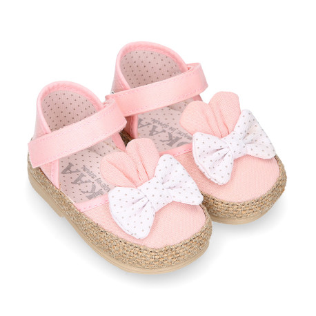 Cotton canvas baby girl espadrille shoes with BOW design.