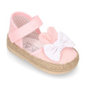 Cotton canvas baby girl espadrille shoes with BOW design.