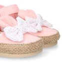 Cotton canvas baby girl espadrille shoes with BOW design.