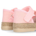 Cotton canvas baby girl espadrille shoes with BOW design.