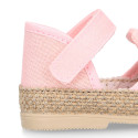 Cotton canvas baby girl espadrille shoes with BOW design.