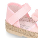 Cotton canvas baby girl espadrille shoes with BOW design.