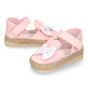 Cotton canvas baby girl espadrille shoes with BOW design.