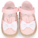 Cotton canvas baby girl espadrille shoes with BOW design.