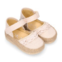 Cotton canvas baby girl espadrille shoes with FRILLS design.