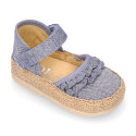 Cotton canvas baby girl espadrille shoes with FRILLS design.