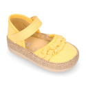 Cotton canvas baby girl espadrille shoes with FRILLS design.