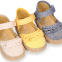 Cotton canvas baby girl espadrille shoes with FRILLS design.