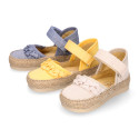 Cotton canvas baby girl espadrille shoes with FRILLS design.