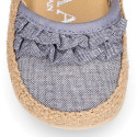 Cotton canvas baby girl espadrille shoes with FRILLS design.