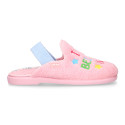 UNICORNS print design Terry cloth Home shoes with elastic strap.