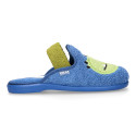 DINOSAUR print design Terry cloth Kids Home shoes with elastic strap.